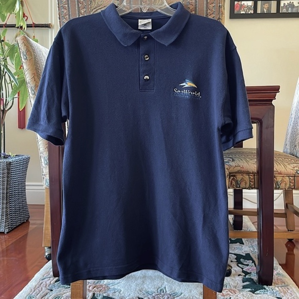 Men 100% Cotton Navy Polo Shirt, Size M